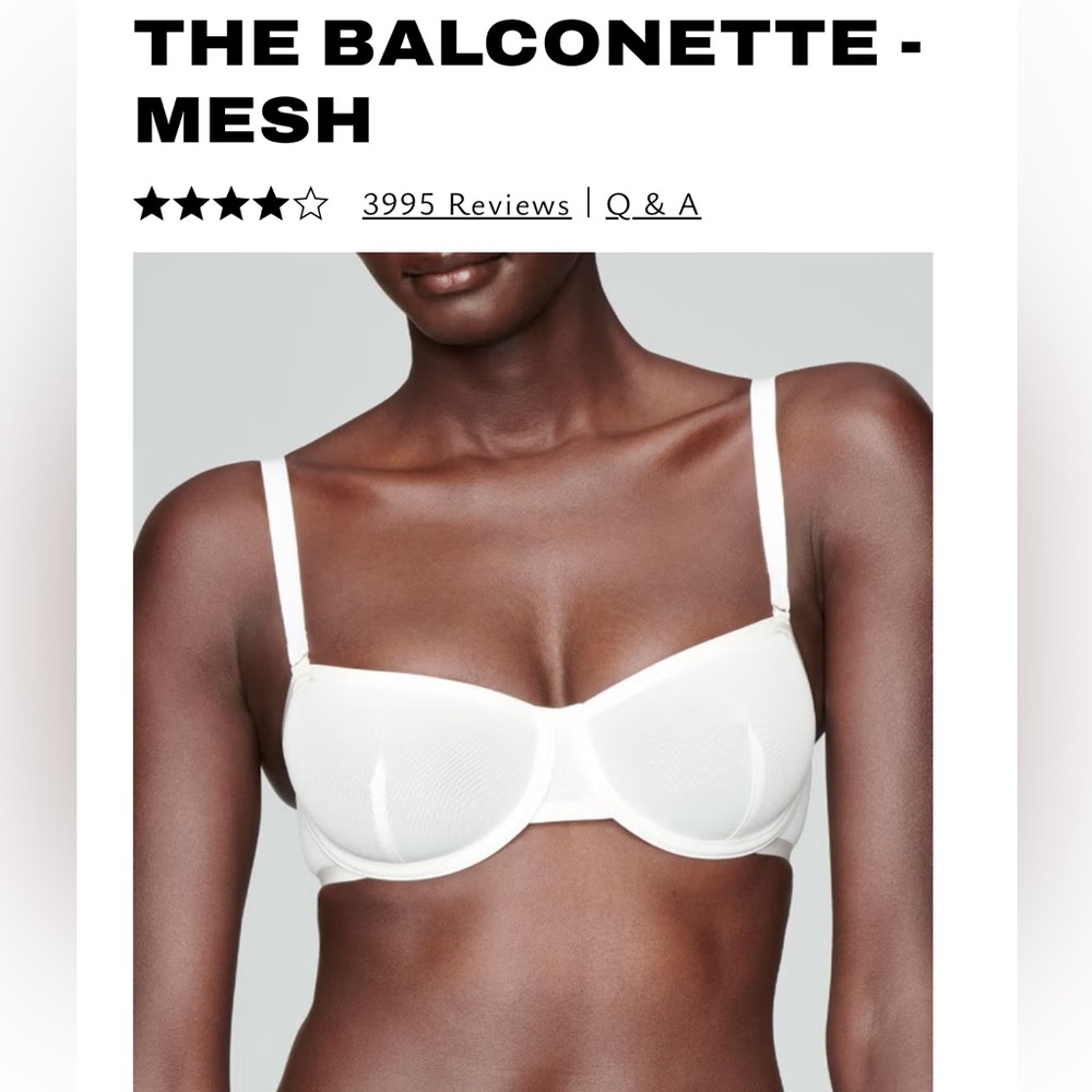White Mesh Balconette Bra (40F)